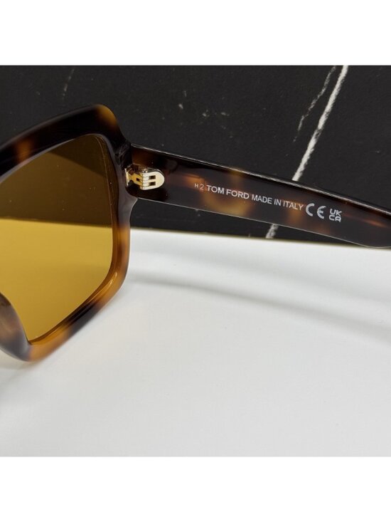 NEW TOM FORD KAYA TF1082 53E HAVANA/YELLOW WOMEN SQUARE SUNGLASSES FT1082